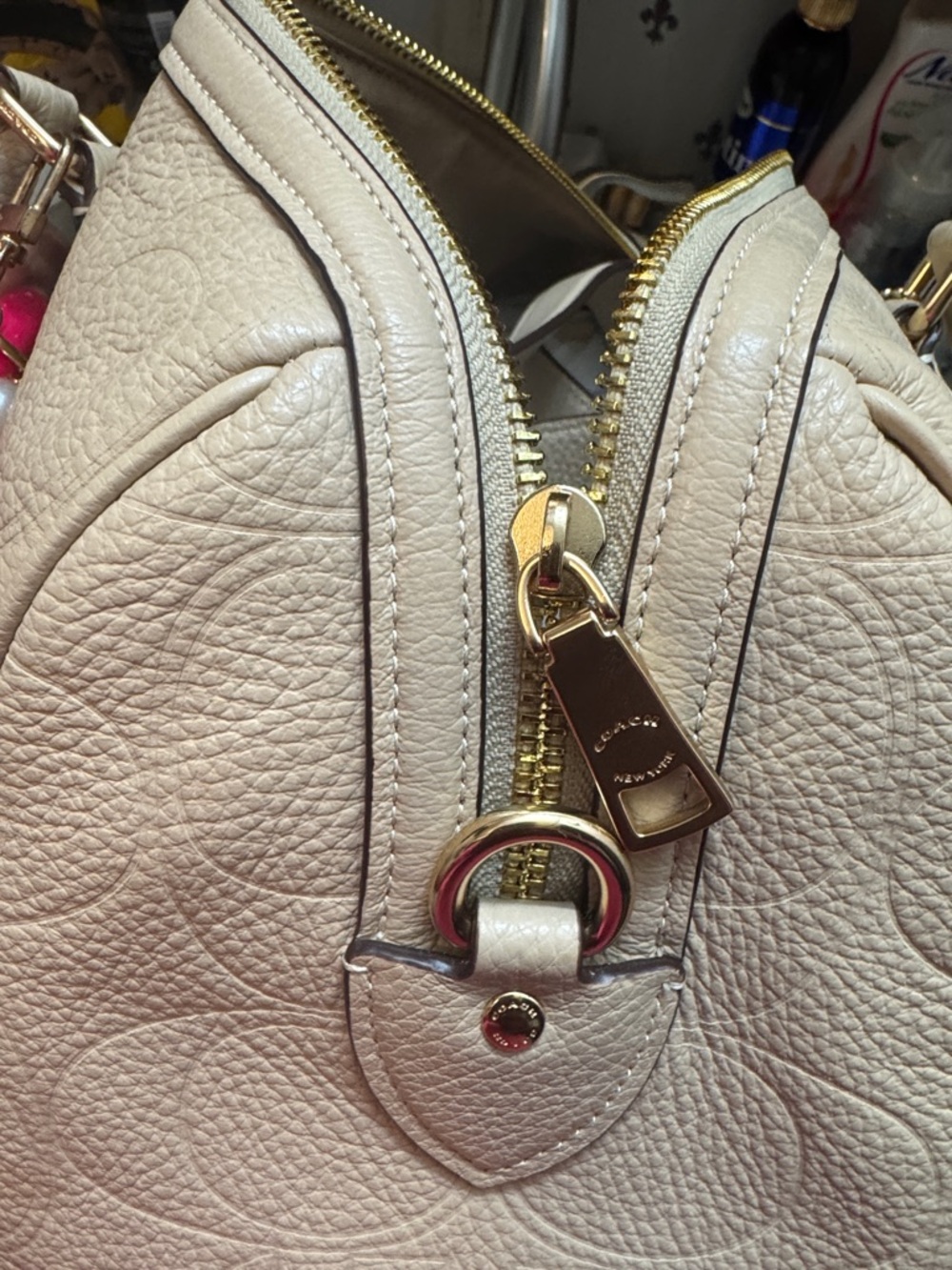 Rowan Large Satchel In Signature Pebbled Leather- Color Oat - Picture 3 of 11